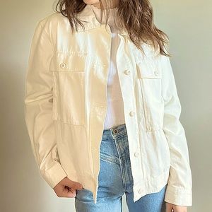 Vans Women's White Canvas Cropped Jacket - Medium